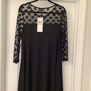 Nina Leonard black lace sleeve dress NWT medium